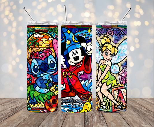 Disney themed Stitch, Mickey, and TInkerbell 20 oz. Stainless Steel Tumbler