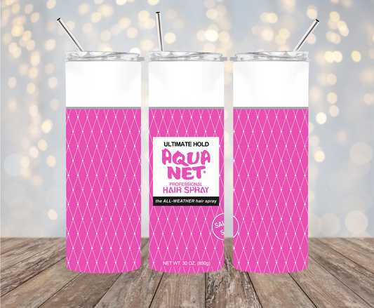 'Keepin It Old School' Pink Aqua Net 20oz. Tumbler